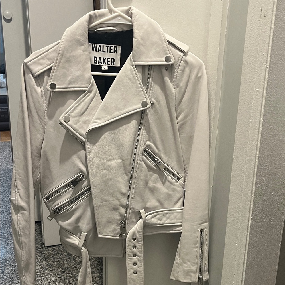 Walter Baker Off-White Leather Jacket with Silver Accents